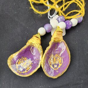Set of 2 LSU Tiger Purple and Gold Ornaments